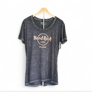 Hard Rock Cafe Women's Charcoal Tee with Gold Logo XL XXL NWT